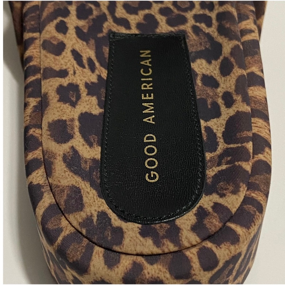 Good American Leopard Print Chain Platform Slide Sandal 7.5 - Picture 5 of 9